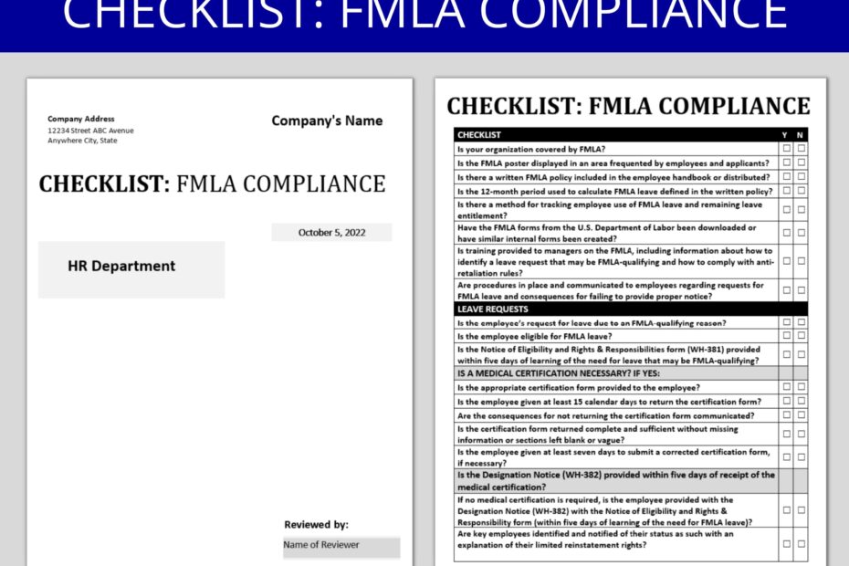 FMLA Checklist Compliance Editable Word Form HR Templates Family Medical Leave Act Policy U0026 Procedure Template HR Compliance Etsy