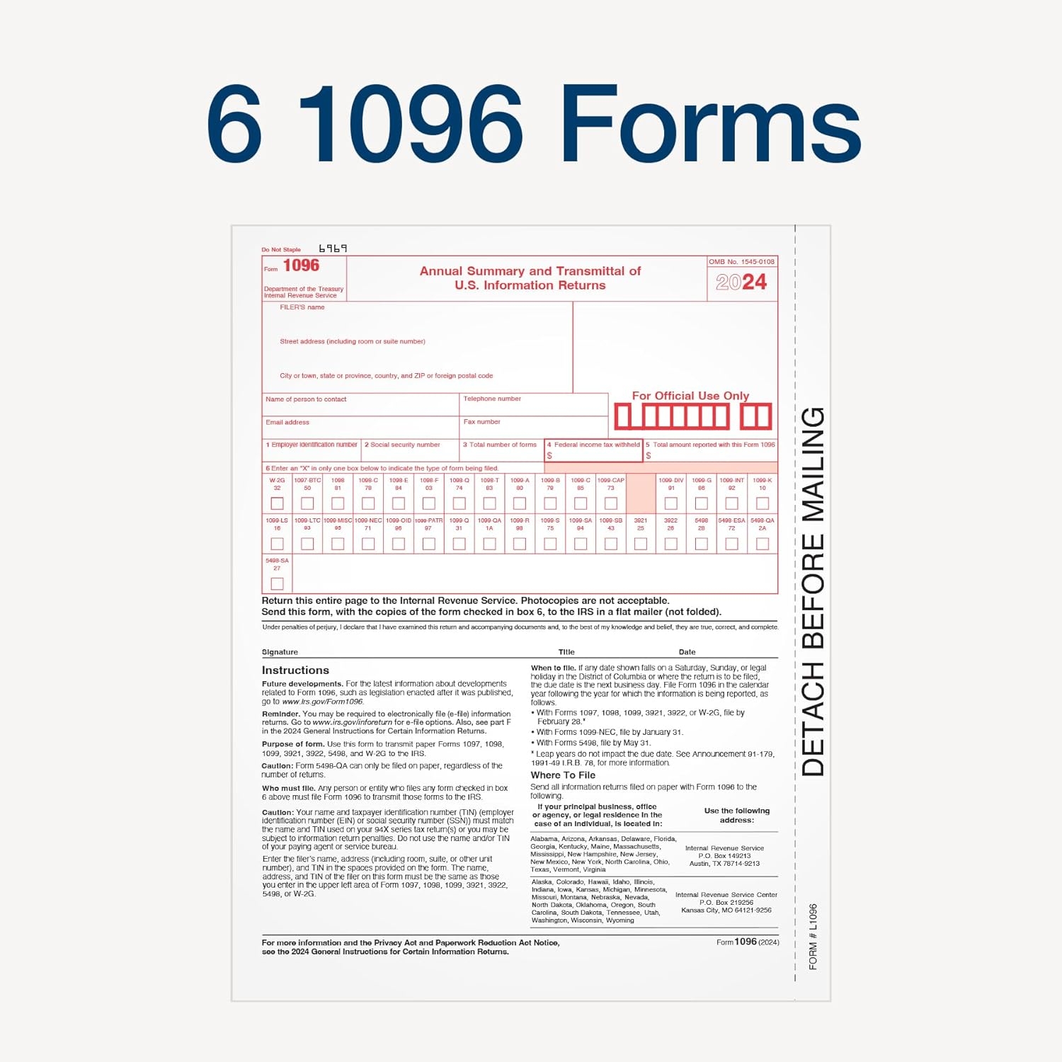 For 2023 Printable 1096 Transmittal 2023 Tax Forms 25 Pack Of 1096 Summary Laser Forms Designed For 1099 Nec Forms 2024 With Envelopes Quickbooks For 2023 Printable 1096 Transmittal 2023 Tax Forms 25 Pack Of 1096 Summary Laser Forms Designed For 1099 Nec Forms 2024 With Envelopes Quickbooks