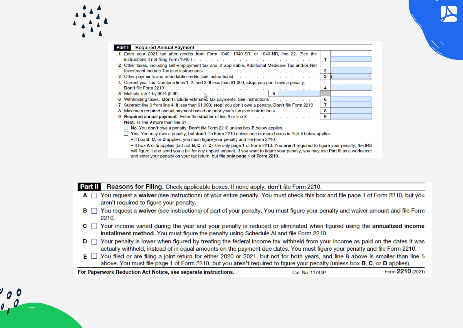 Form 2210 Fillable And Printable Blank PDFline
