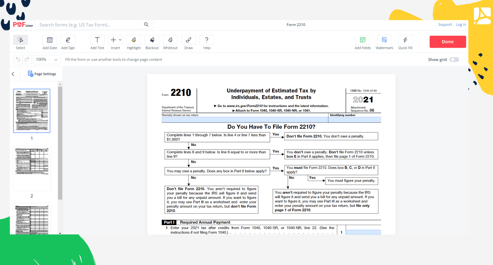 Form 2210 Fillable And Printable Blank PDFline