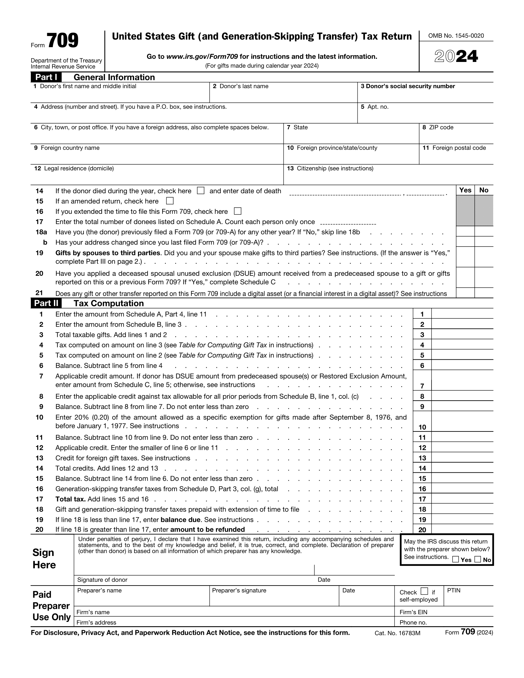 Form 709 2024 2025 Fill Edit And Download PDF Guru