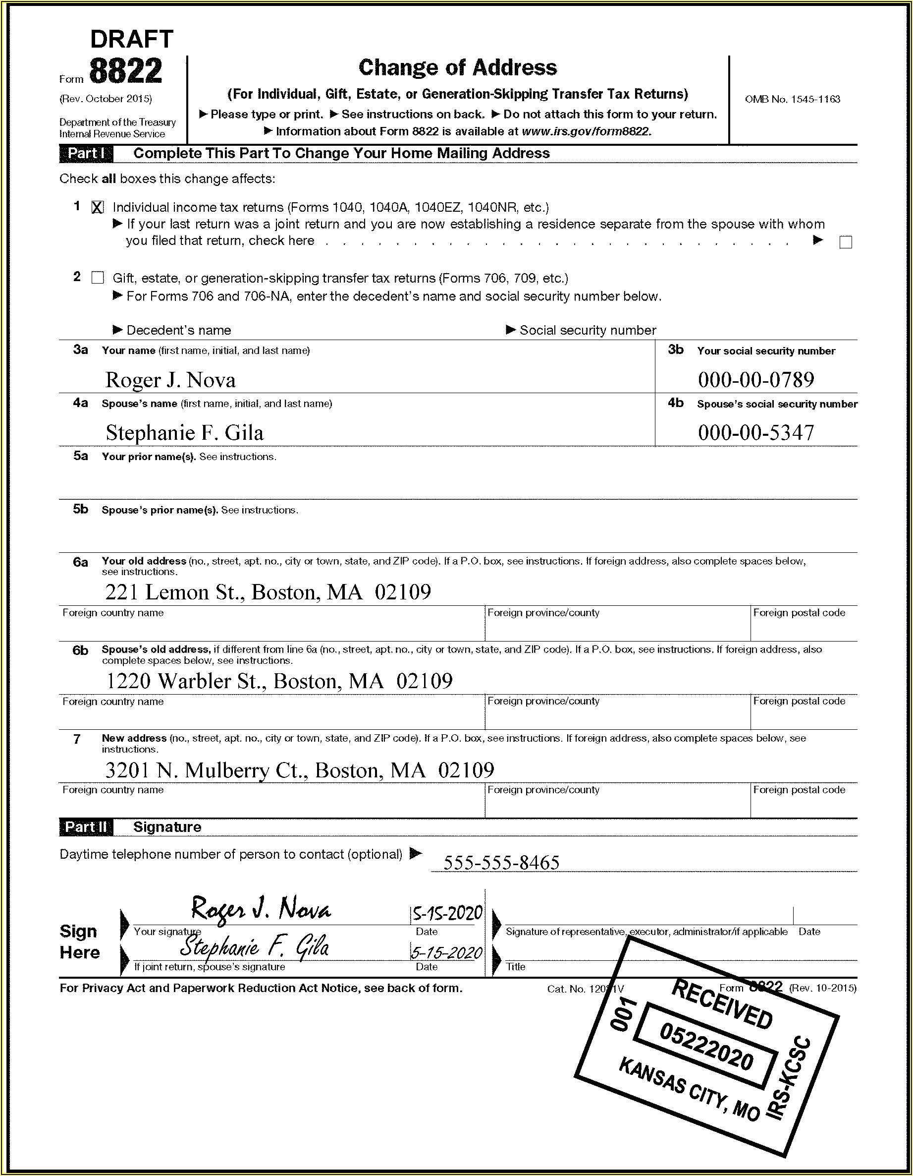 Form 8822 B