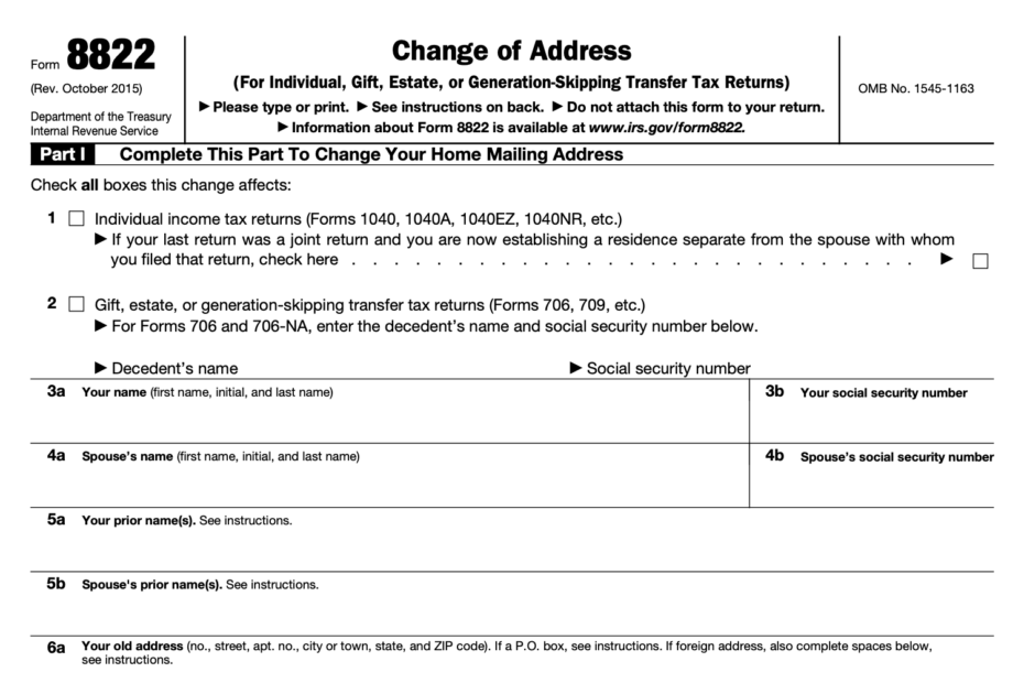 Form 8822 Change Of Address For The IRS Smallpdf