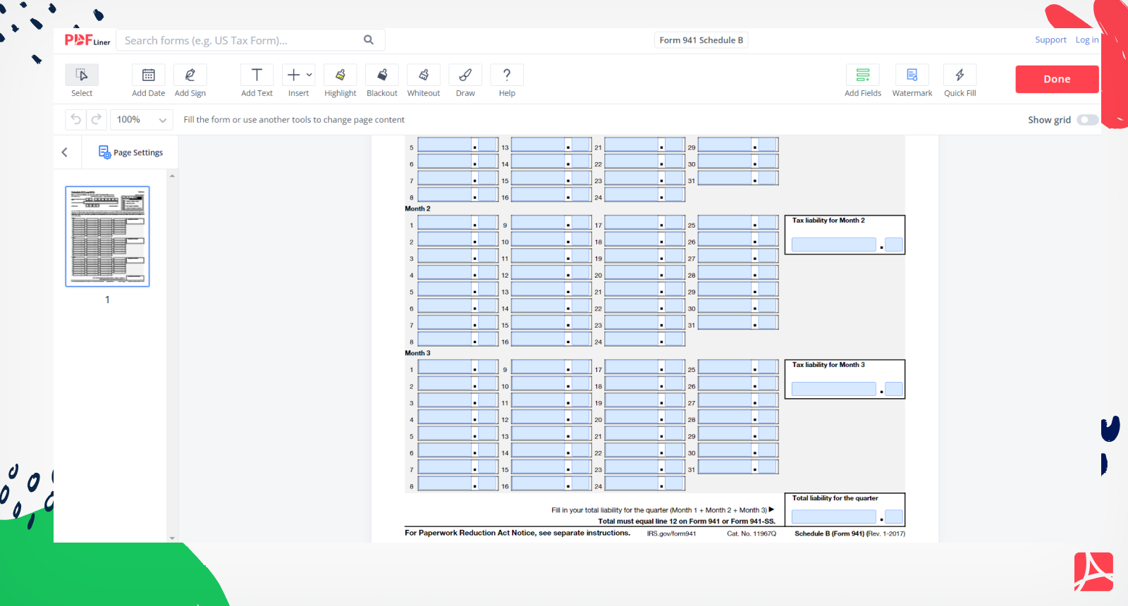 Form 941 Schedule B Print And Sign Form Online PDFliner Form 941 Schedule B Print And Sign Form Online PDFliner