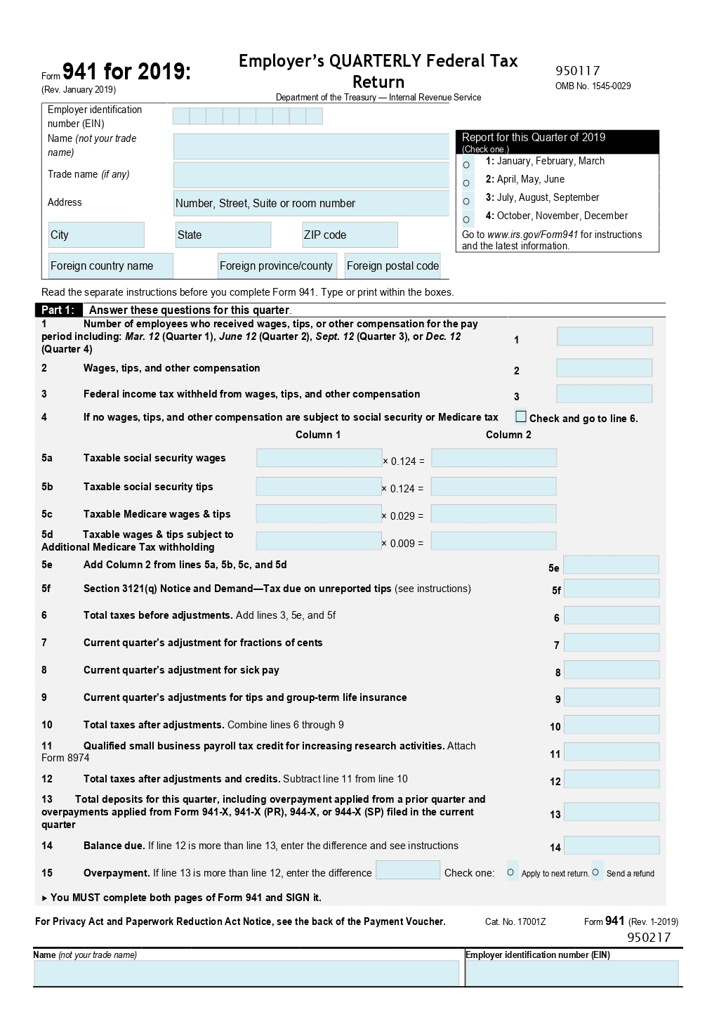 Form 941 Template ONLYOFFICE Form 941 Template ONLYOFFICE