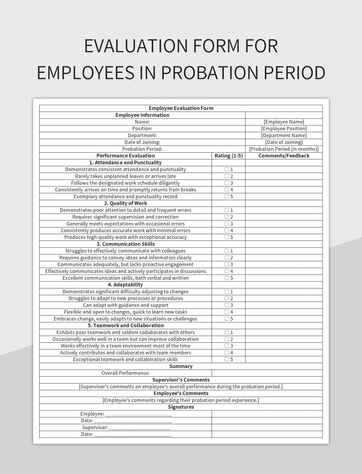Form For Evaluating Promotions Of Housekeeping Department Staff 