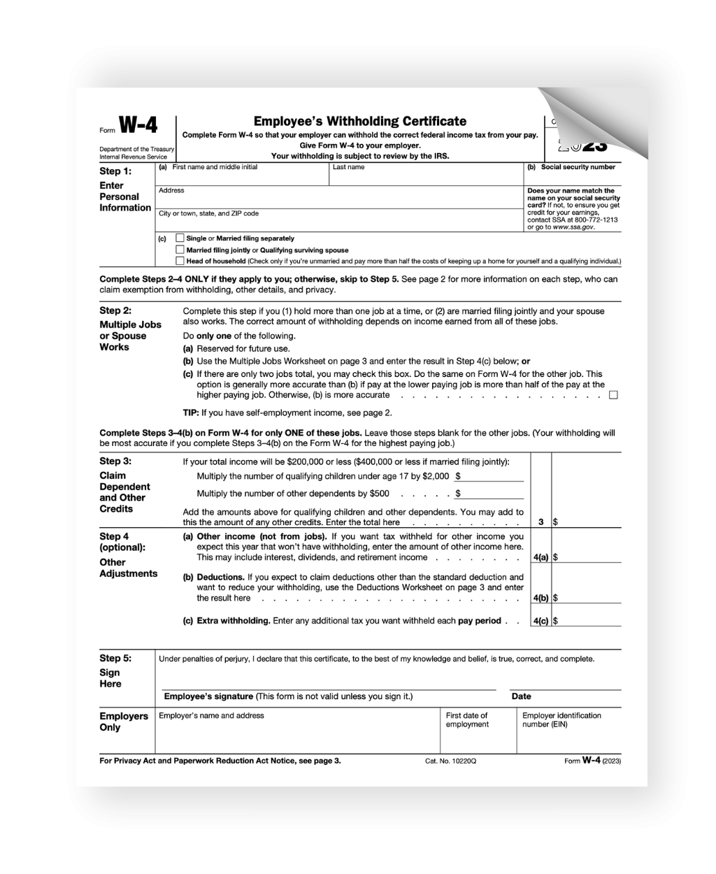 Form W 4 2023 IRS Tax Fill Out Online U0026 Download Free 