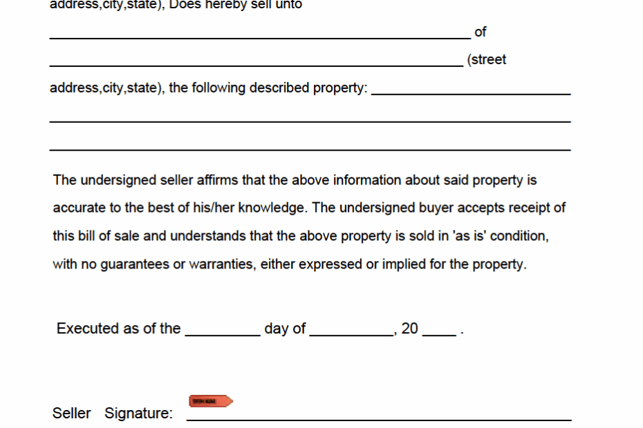 Free Blank Bill Of Sale Form PDF