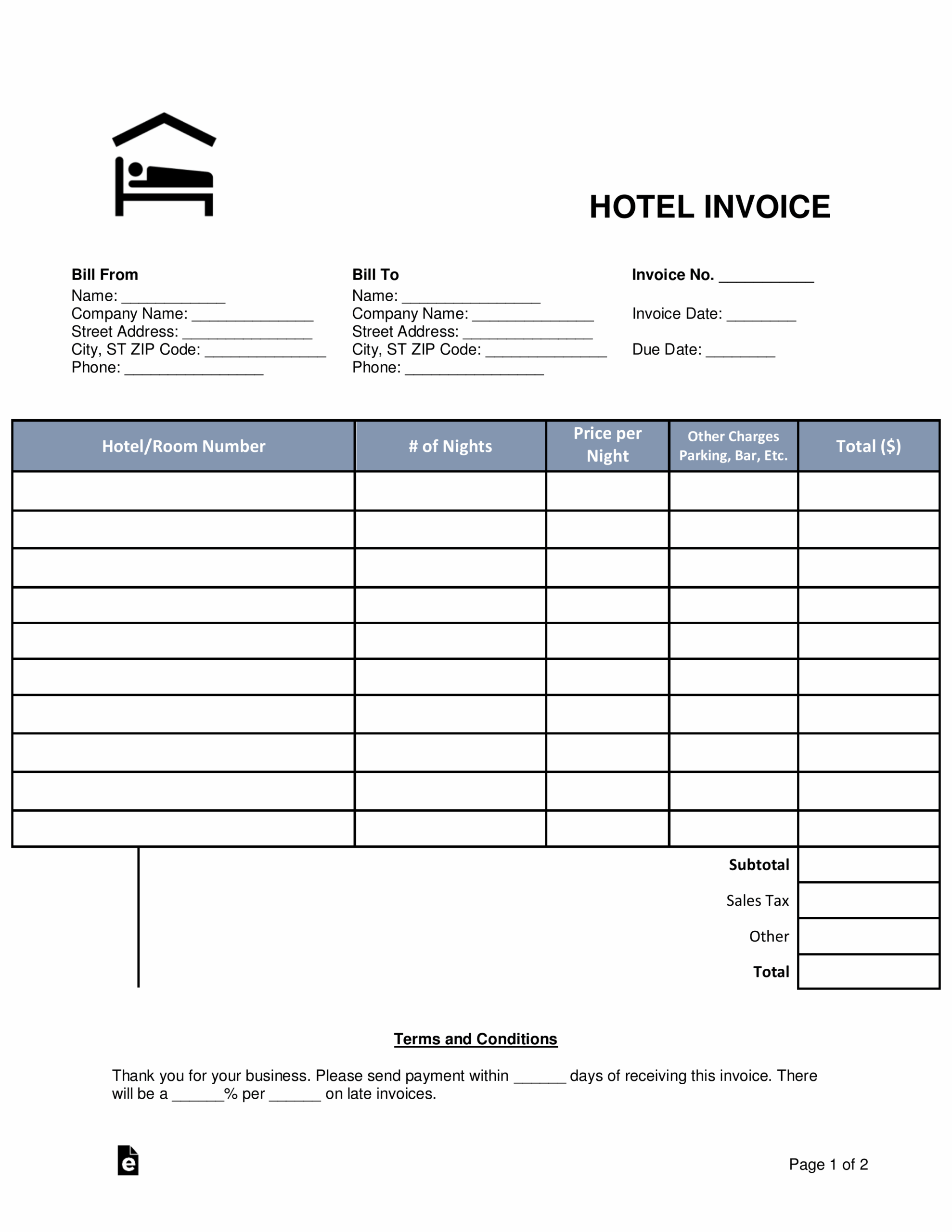 Free Blank Invoice Templates 30 PDF EForms