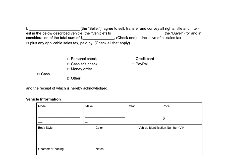 Free Connecticut Motor Vehicle Bill Of Sale Form PDF U0026 Word
