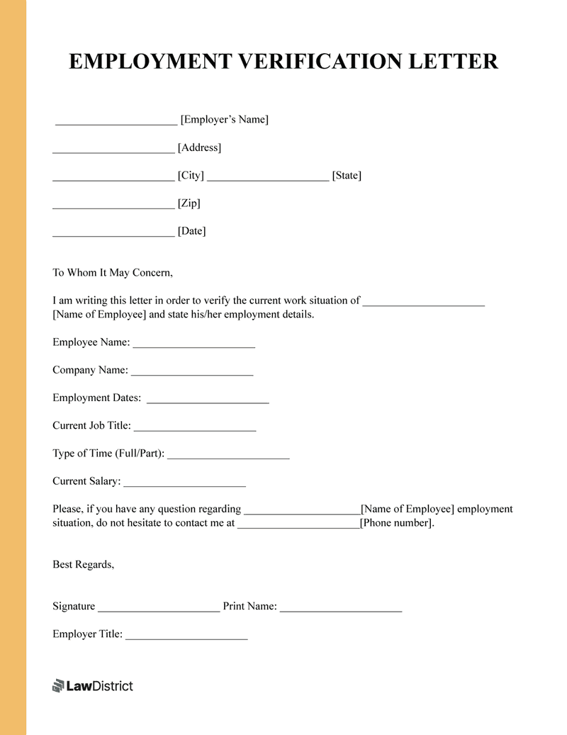 Free Employment Verification Letter PDF U0026 Word Template 