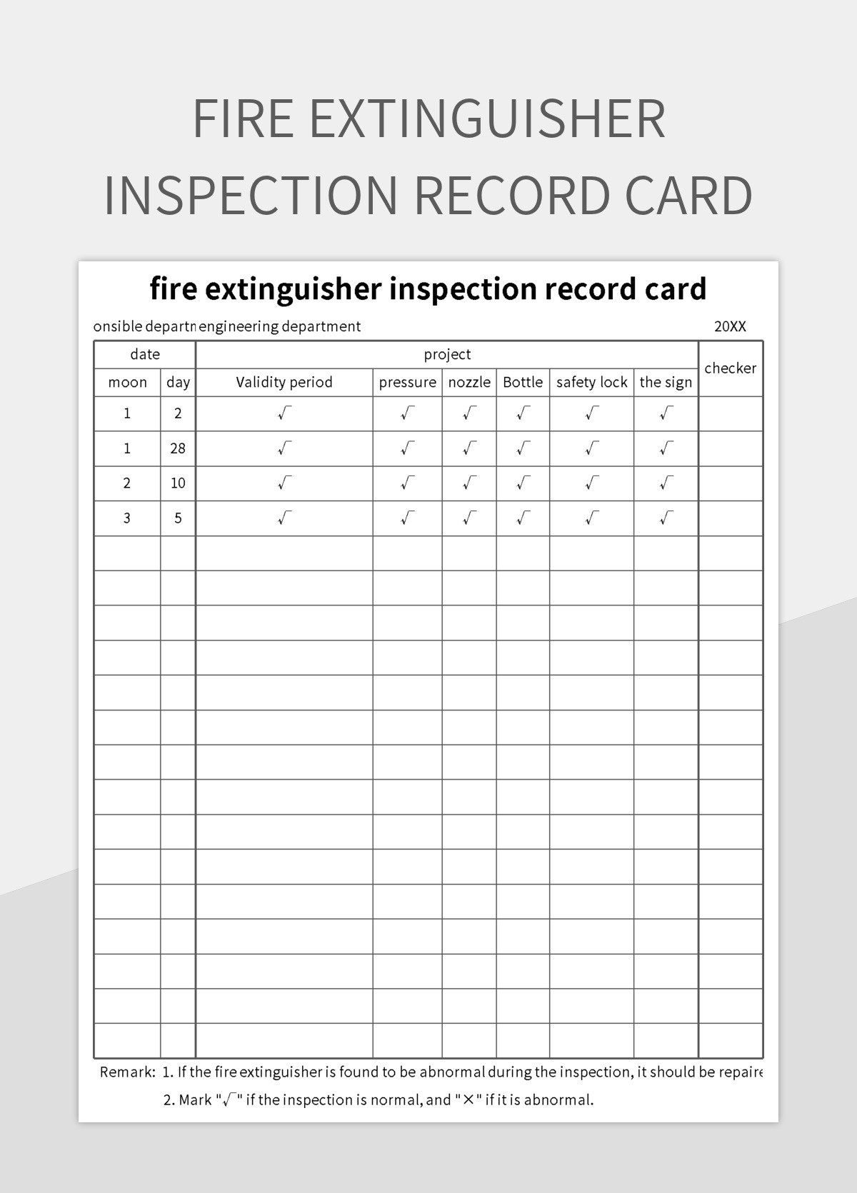 Free Fire Extinguishing Templates For Google Sheets And Microsoft Excel Slidesdocs