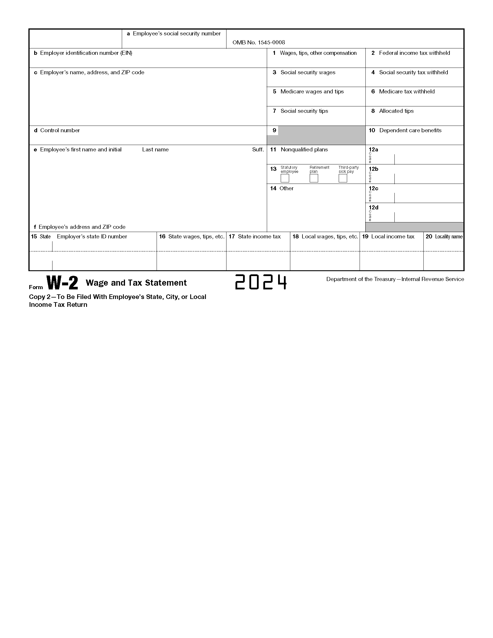 Free IRS Form W 2 Wage And Tax Statement PDF EForms