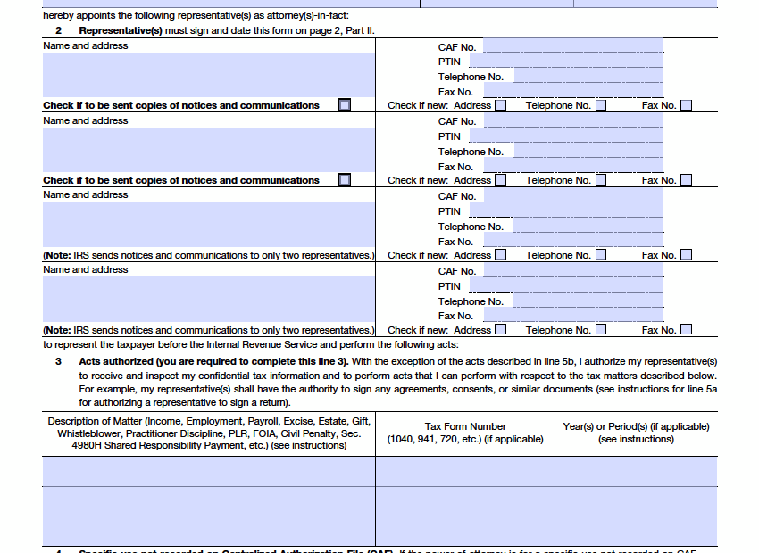 Free IRS Power Of Attorney Form 2848 PDF