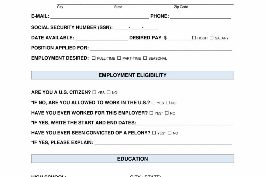 Free Job Application Forms 2 PDF Word EForms