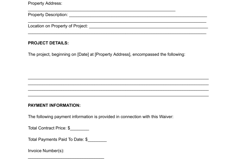 Free Lien Waiver Form PDF U0026 Word