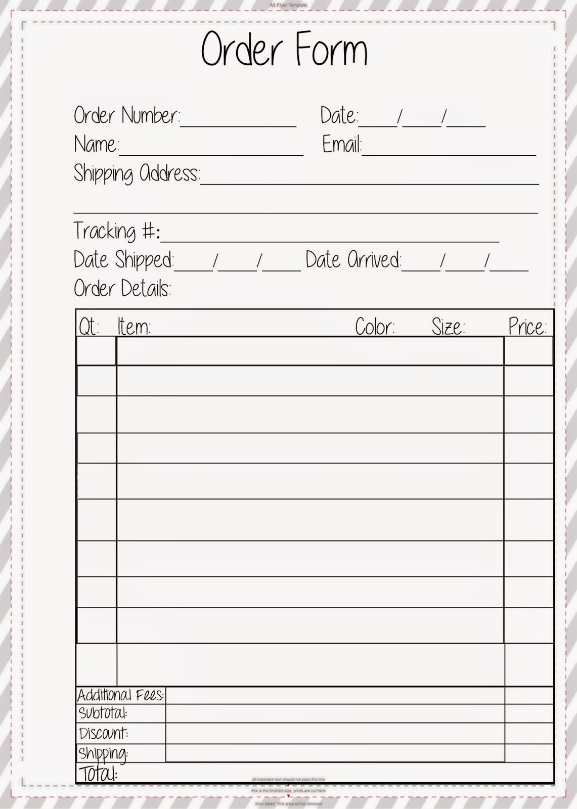 Free Order Form Planner Printable The Stitch Maker Worksheets Library