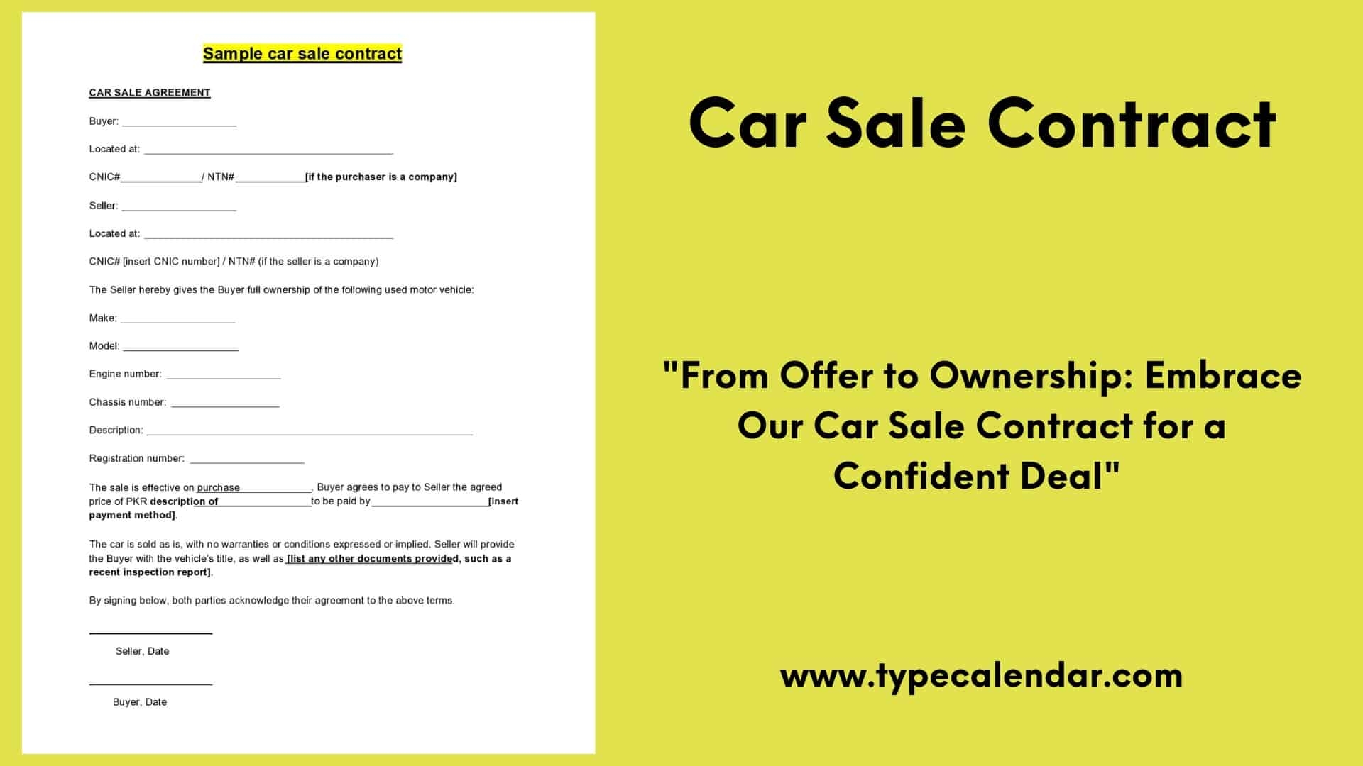 Free Printable Car Sale Contract Templates Excel Word PDF 