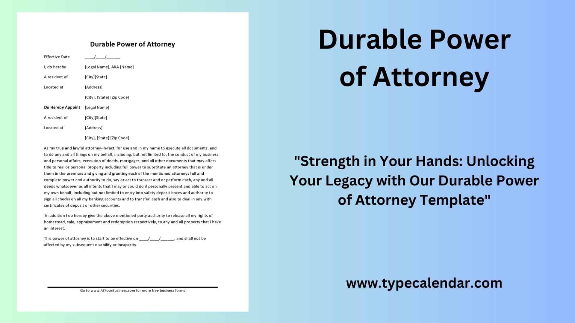 Free Printable Durable Power Of Attorney Templates PDF Word 