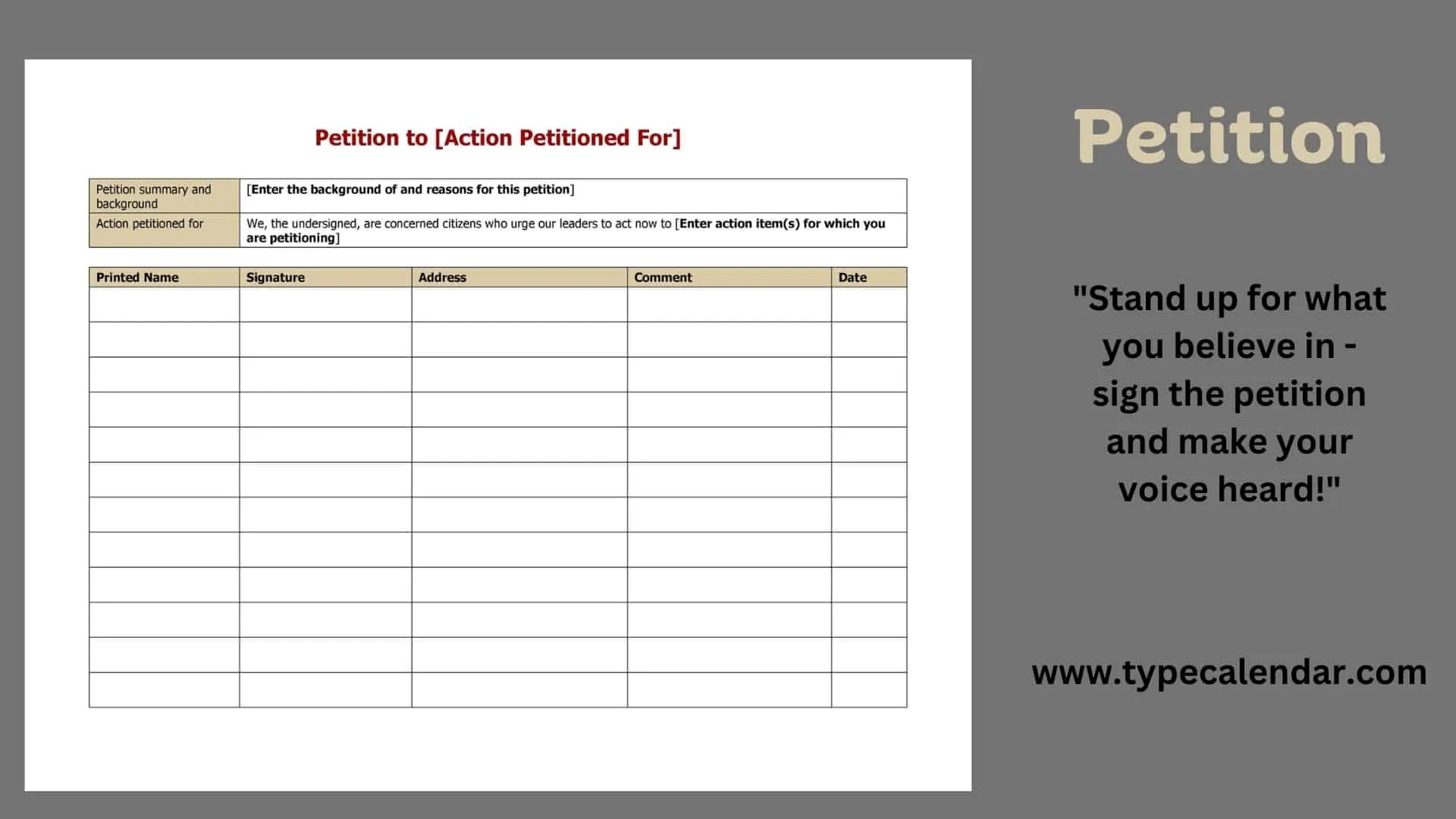 Free Printable Petition Templates Word PDF Google Docs Forms