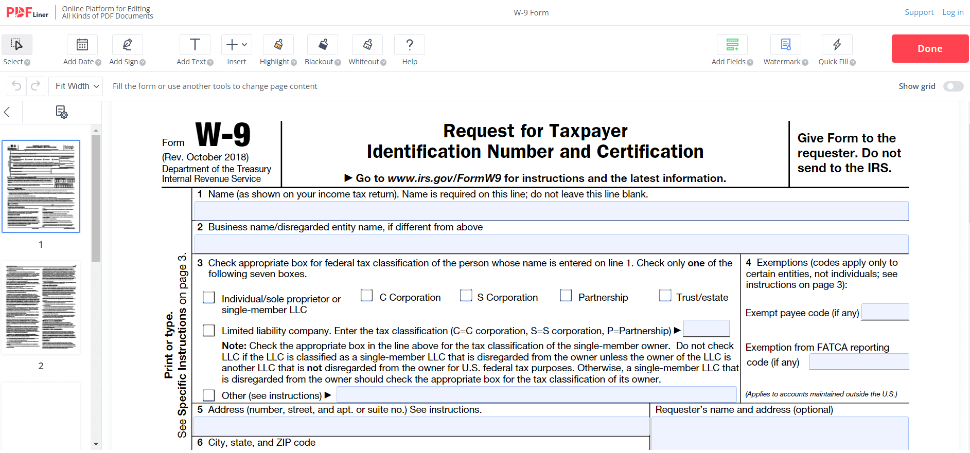 Free Printable W9 Form 2025 Printable W9 Form 2025