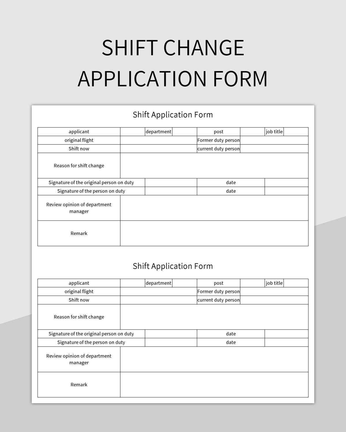 Free Shift Change Application Form Templates For Google Sheets And 