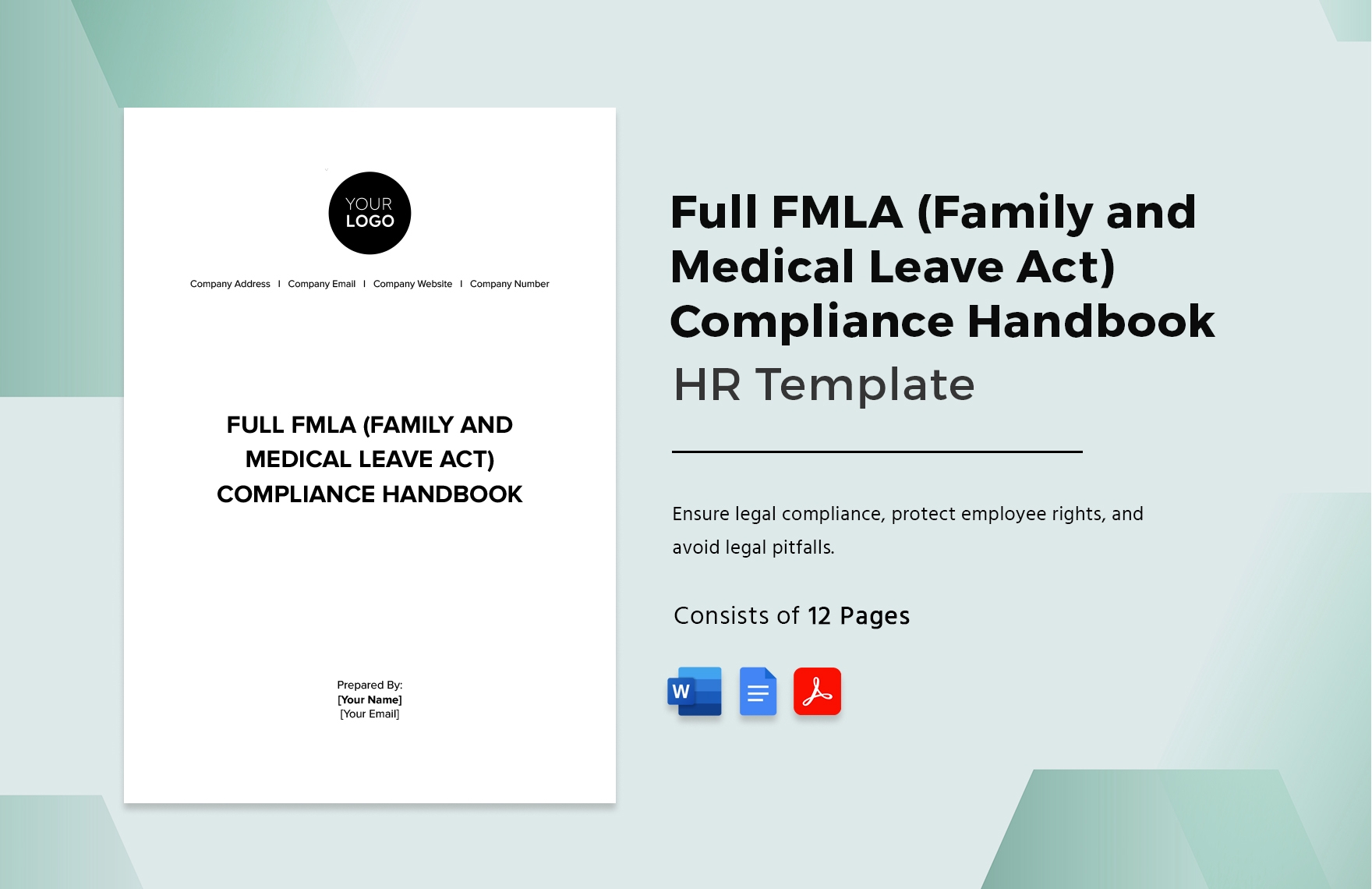 Full FMLA Family And Medical Leave Act Compliance Handbook HR Template In Word PDF Google Docs Download Template