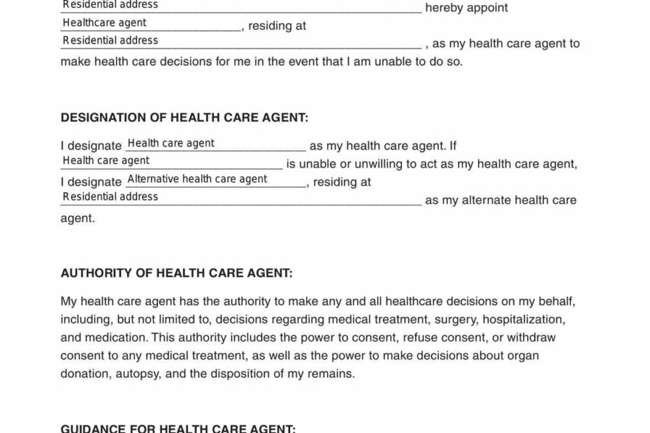 Health Care Proxy Form U0026 Example Free PDF Download