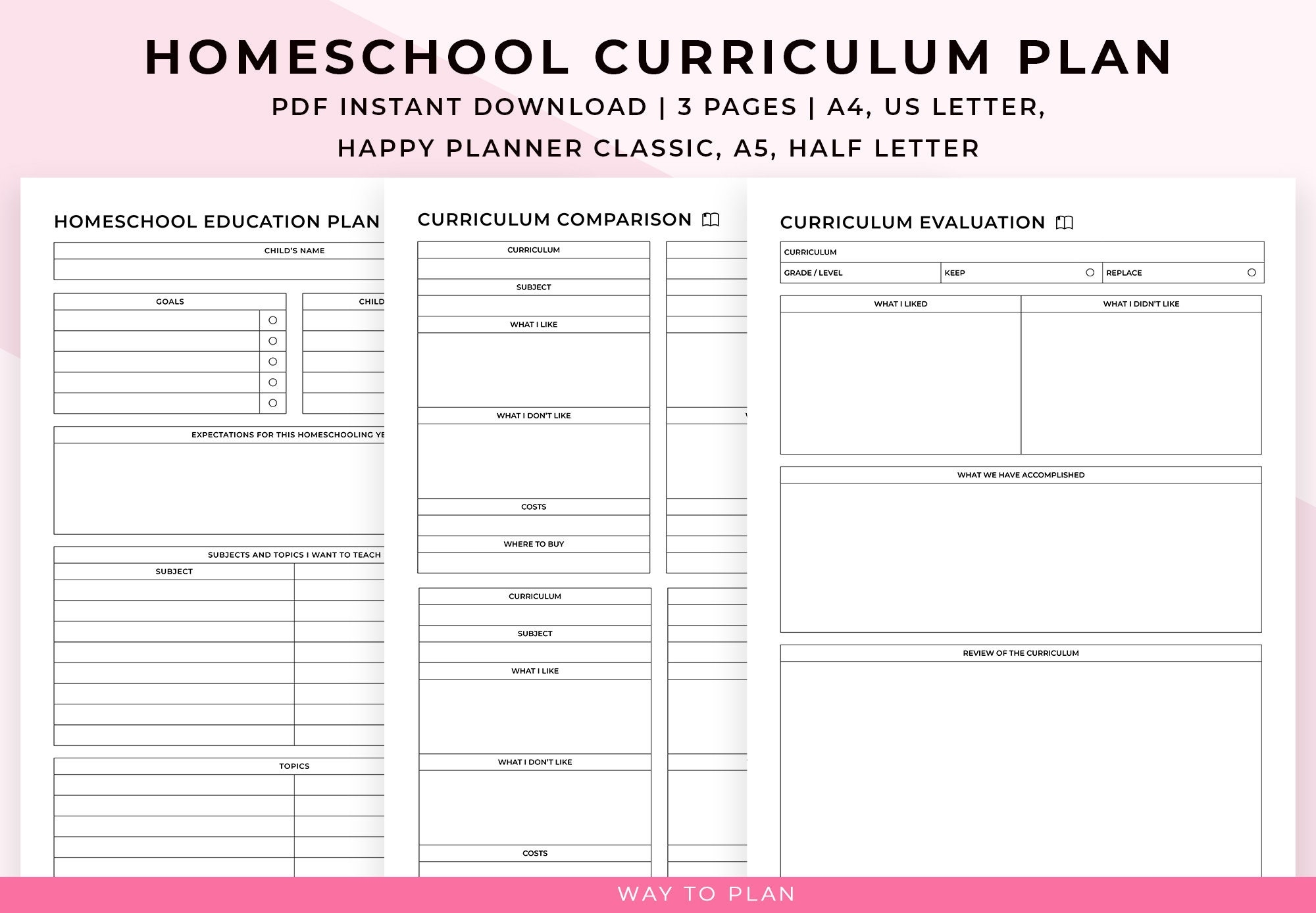 Homeschool Curriculum Planner Printable Homeschool Curriculum Chart Curriculum Comparison Curriculum Evaluation Review PDF Insert A5 A4 Etsy New Zealand