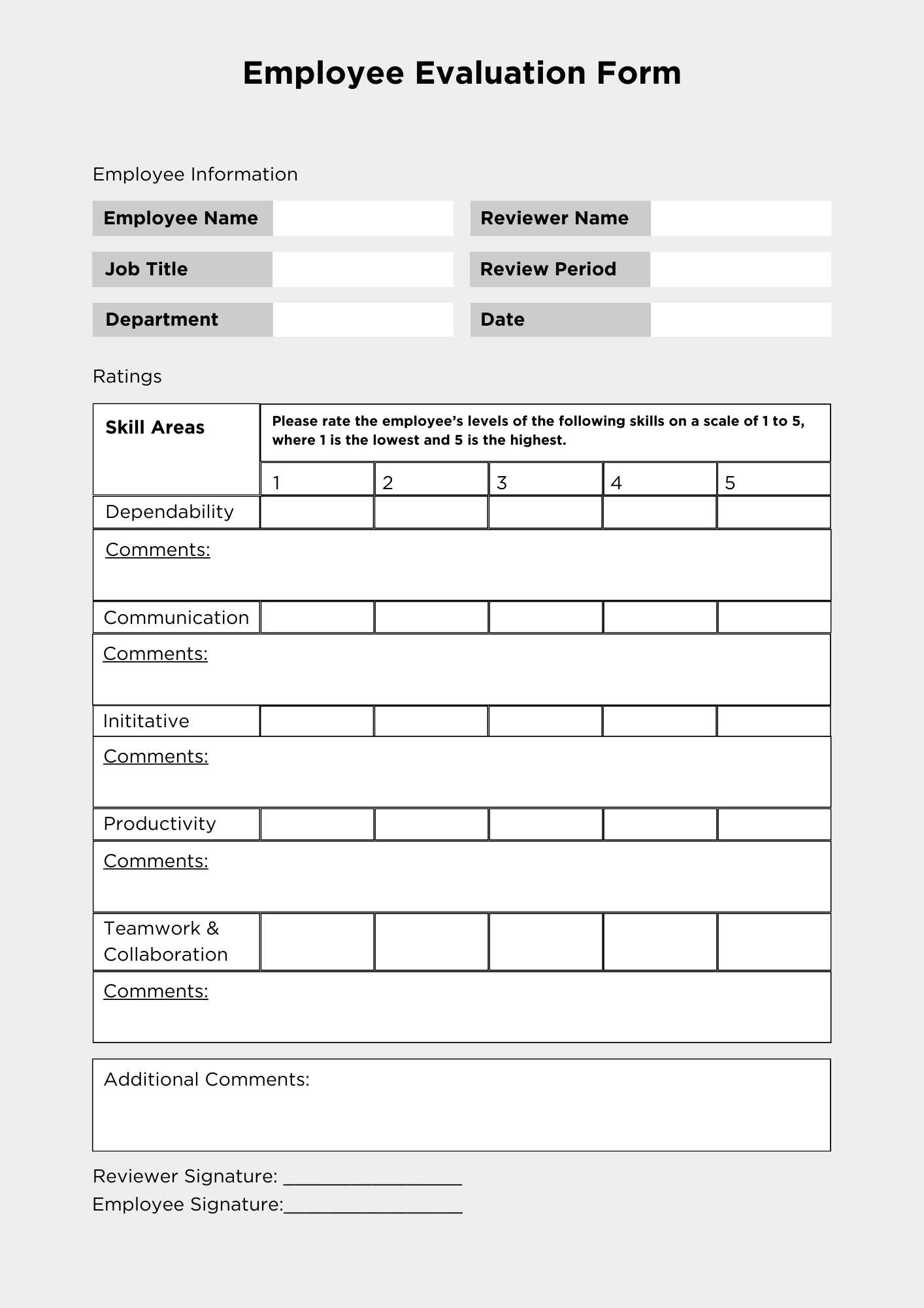 How To Create An Employee Evaluation Form Templates Cake