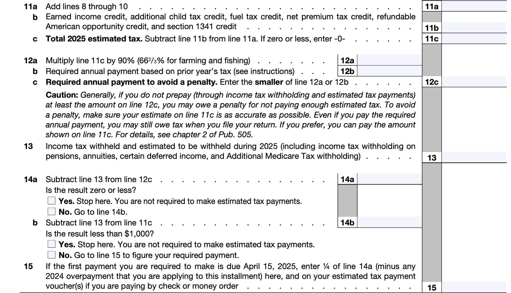 IRS Form 1040 ES Instructions Estimated Tax Payments IRS Form 1040 ES Instructions Estimated Tax Payments