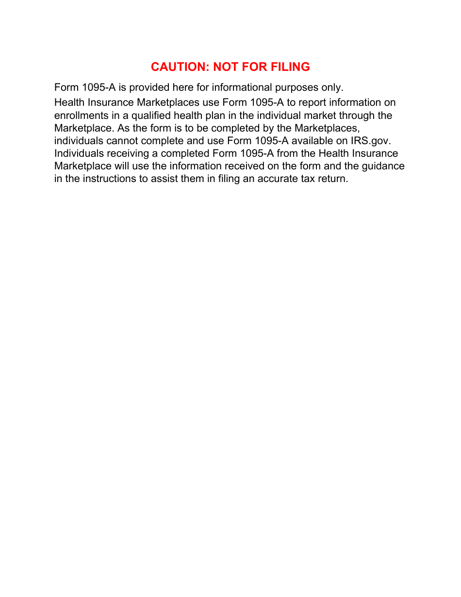 IRS Form 1095 A Download Printable PDF Or Fill Online Health Insurance Marketplace Statement 2023 Templateroller