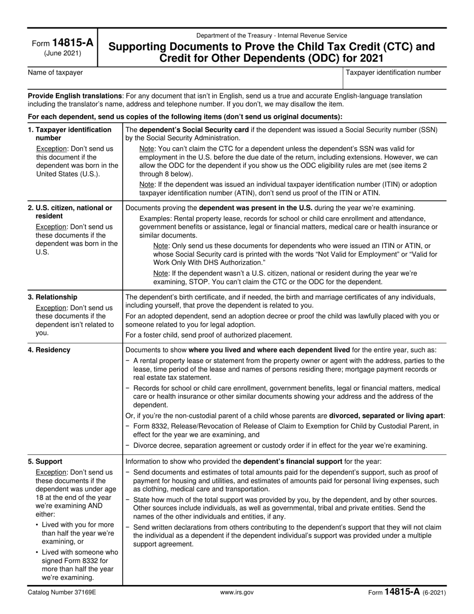 IRS Form 14815 A 2021 Fill Out Sign Online And Download 