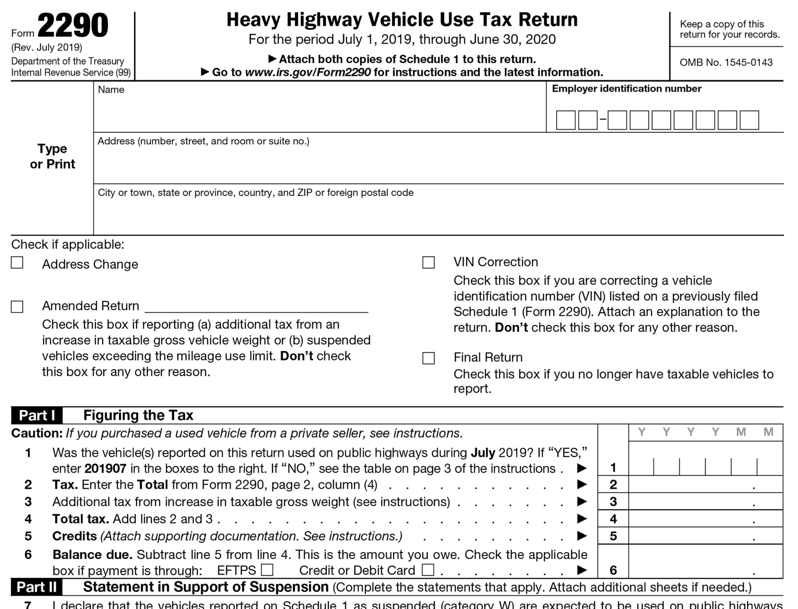 Irs Form 2290 Printable 2023 To 2024