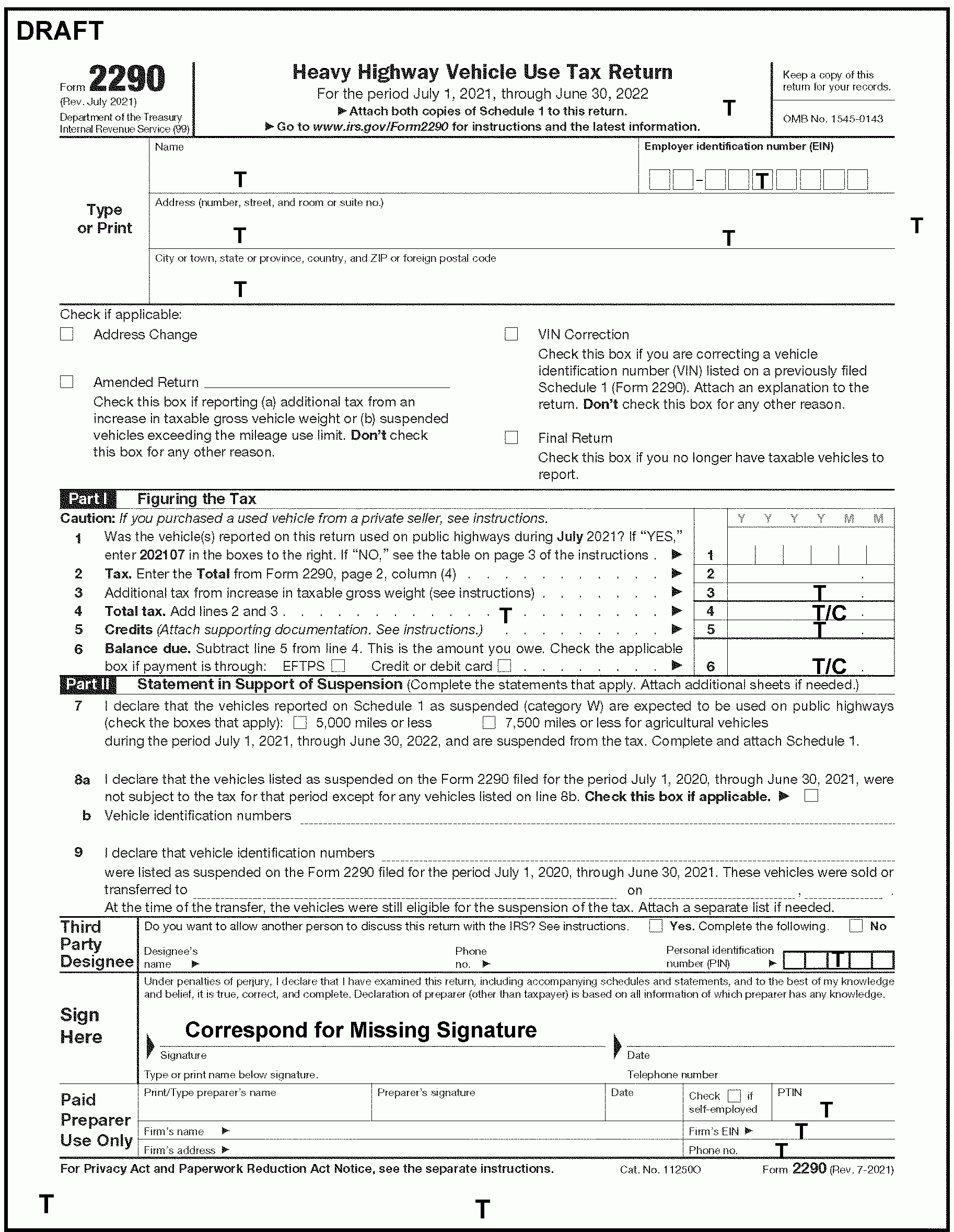 Irs Form 2290 Printable