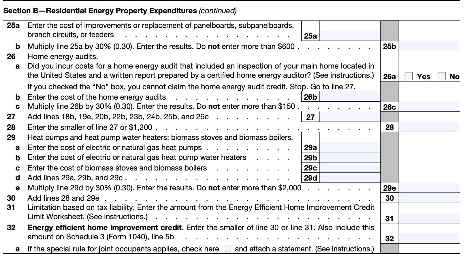 IRS Form 5695 Instructions Residential Energy Credits