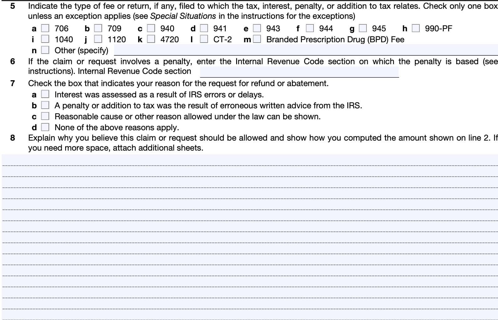 IRS Form 843 Instructions