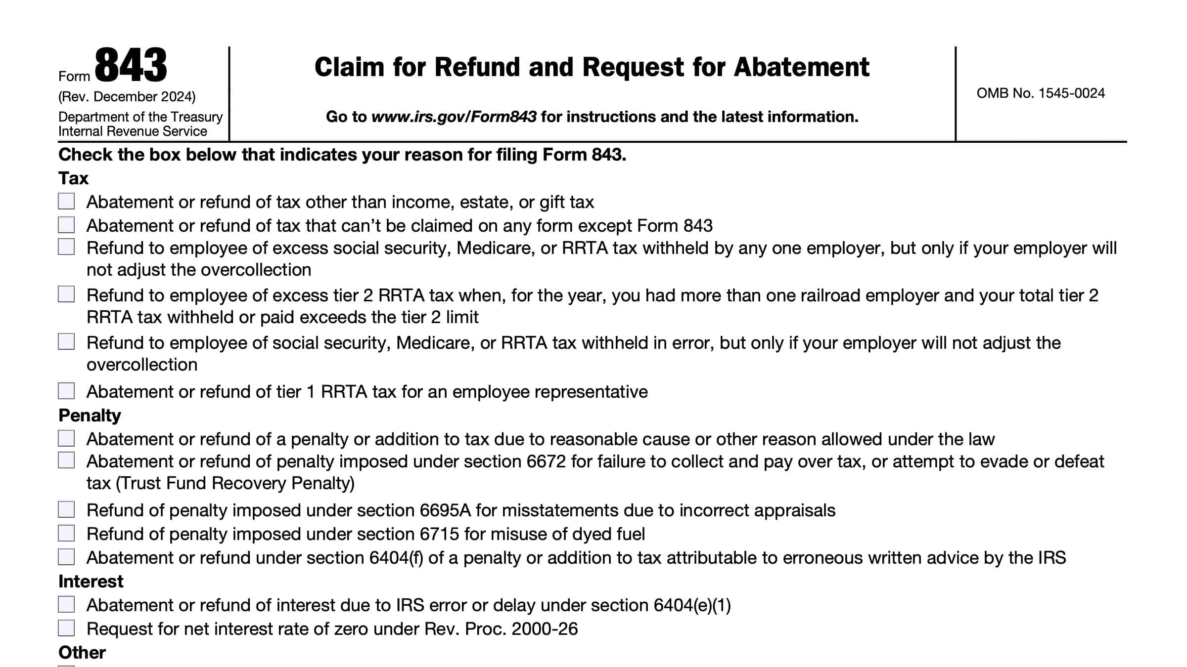 IRS Form 843 Instructions