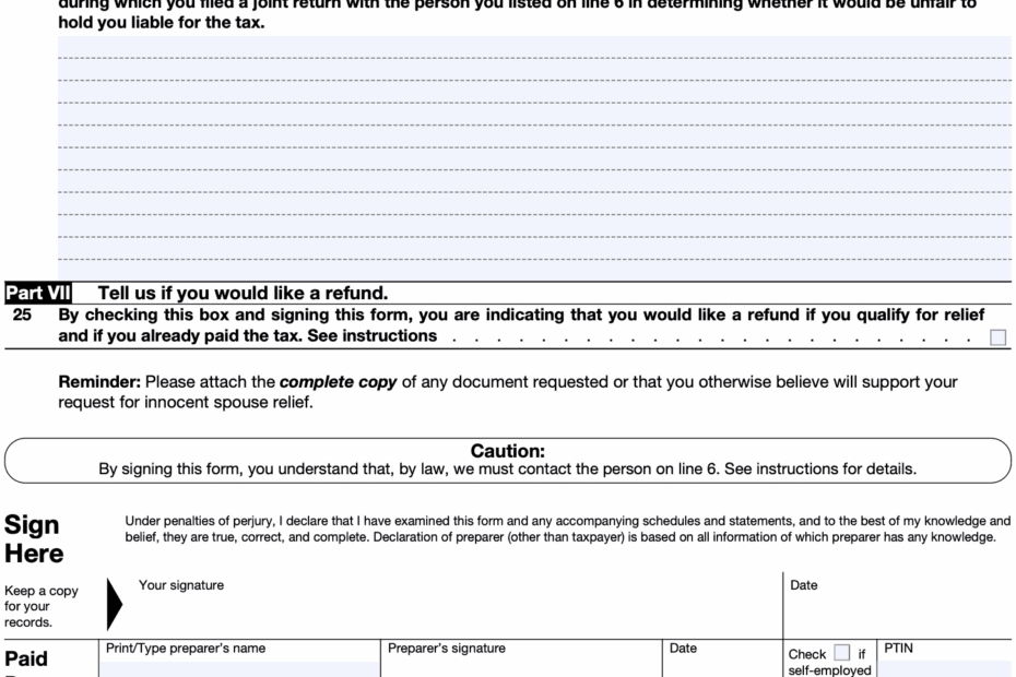 IRS Form 8857 Instructions Innocent Spouse Relief