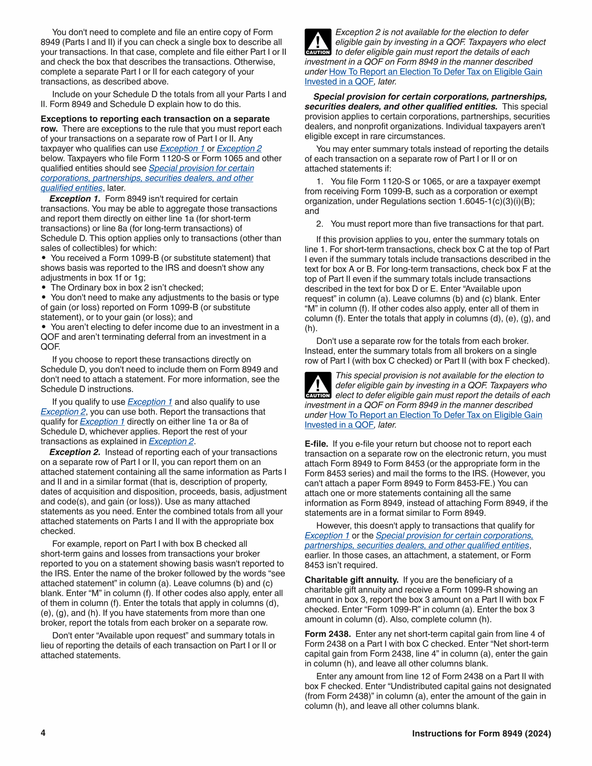 IRS Form 8949 Instructions IRS Form 8949 Instructions
