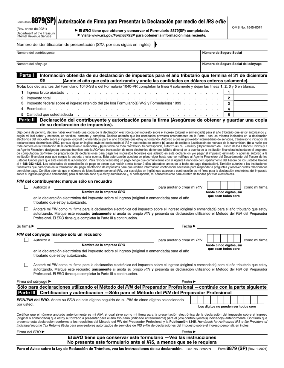 IRS Formulario 8879 SP Download Fillable PDF Or Fill Online Autorizacion De Firma Para Presentar La Declaracion Por Medio Del IRS E File Spanish Templateroller IRS Formulario 8879 SP Download Fillable PDF Or Fill Online Autorizacion De Firma Para Presentar La Declaracion Por Medio Del IRS E File Spanish Templateroller