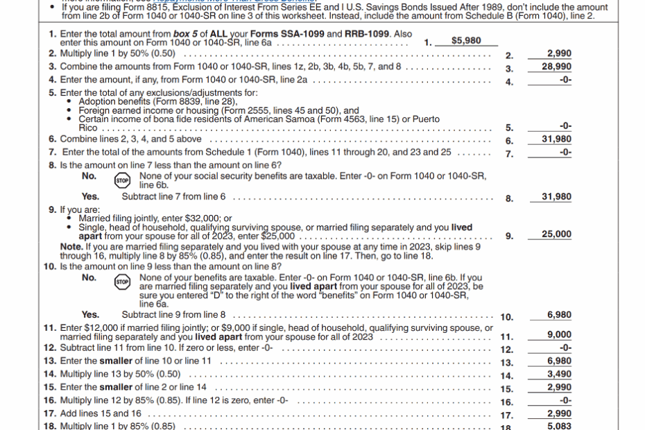 IRS Publication 915 Worksheet 1 Understanding Your Taxable Benefits