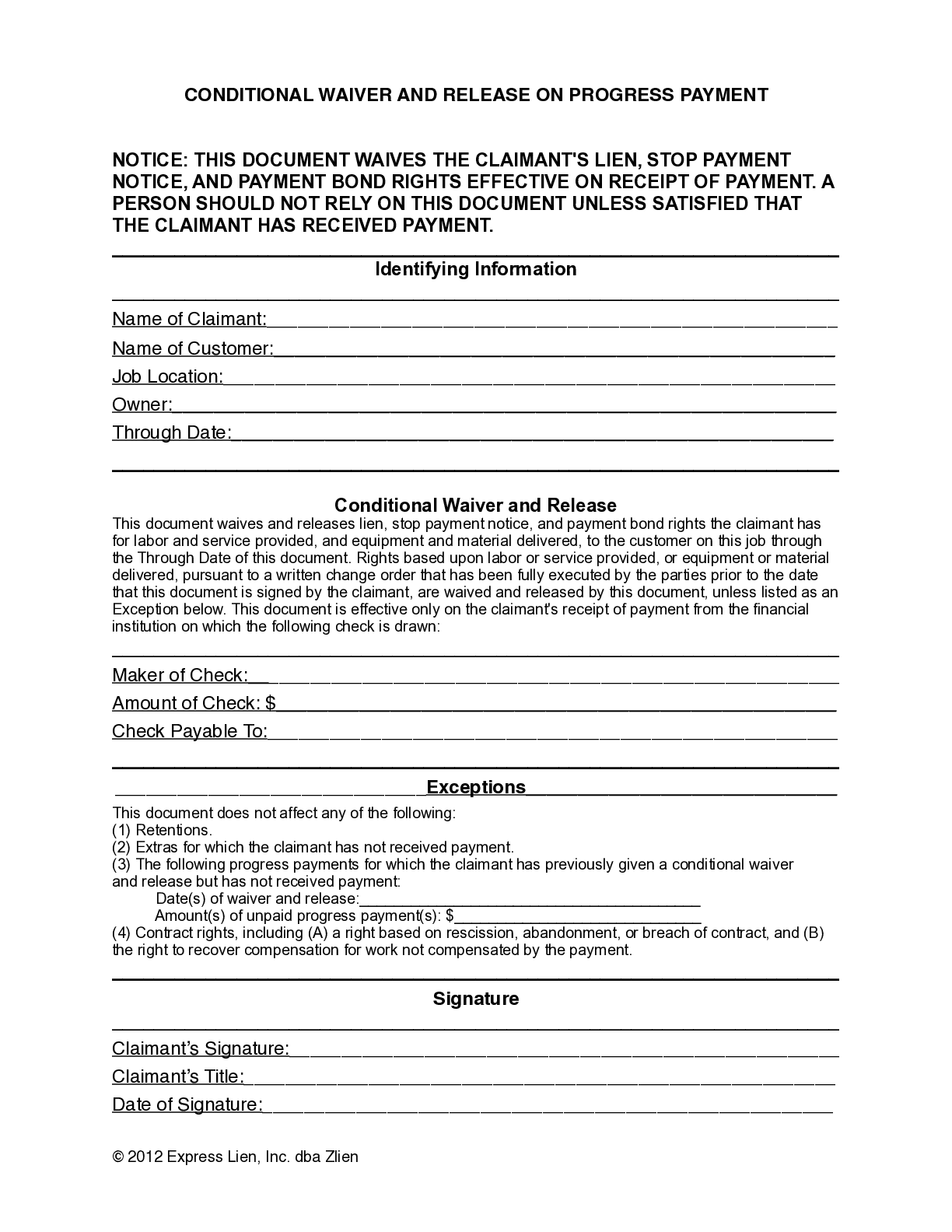 Maine Partial Conditional Lien Waiver Form Free Template