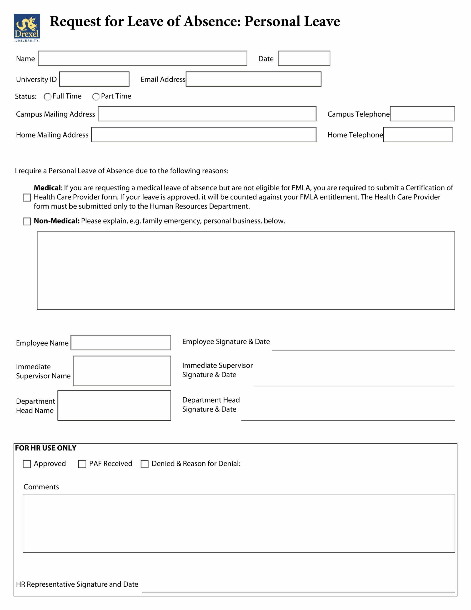 Personal Leave Request Form Template Templates At Allbusinesstemplates