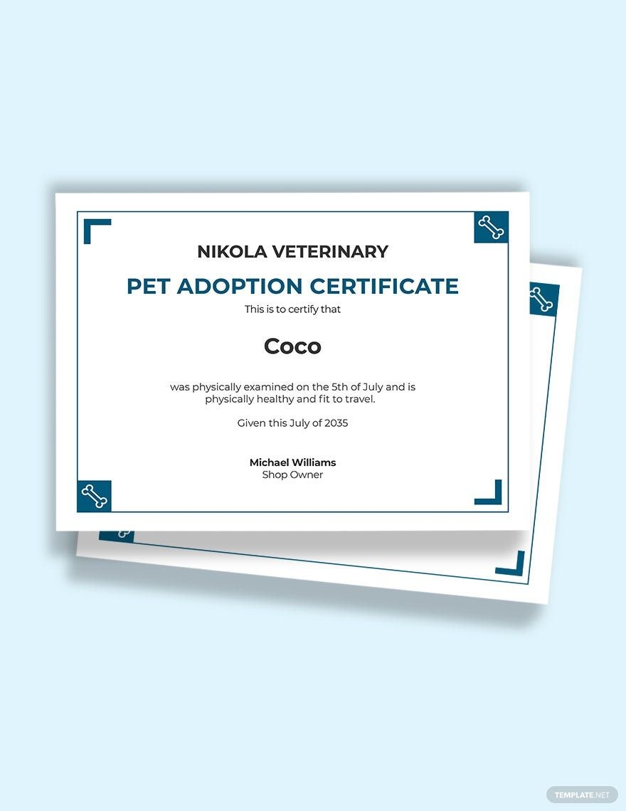 Pet Health Certificate For Travel Template In Word Pages 