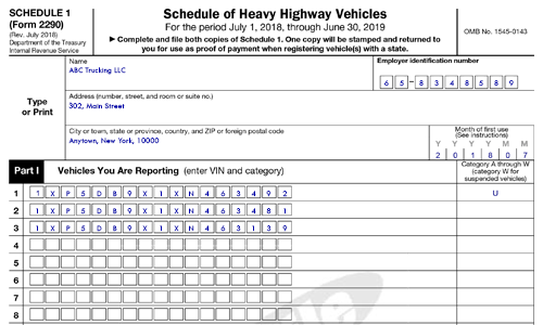 Printable Irs 2290 Form Printable Forms Free Online