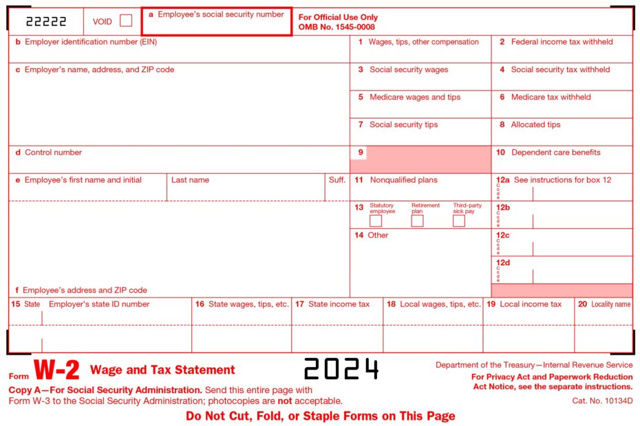 Printable W2 Form 2024 PDF IRS W2 2024 Download