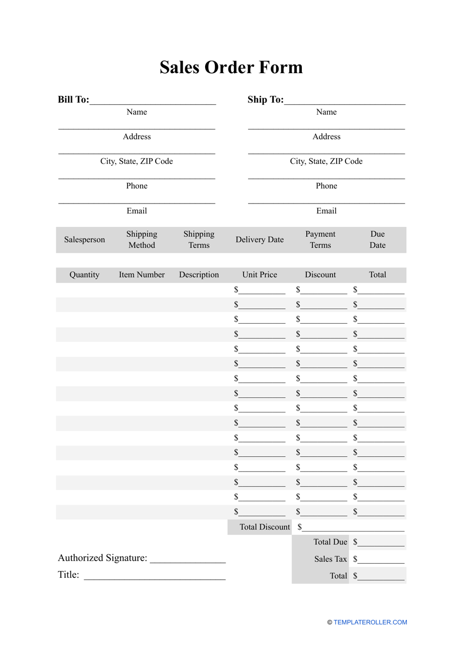Sales Order Form Template Fill Out Sign Online And Download PDF Templateroller