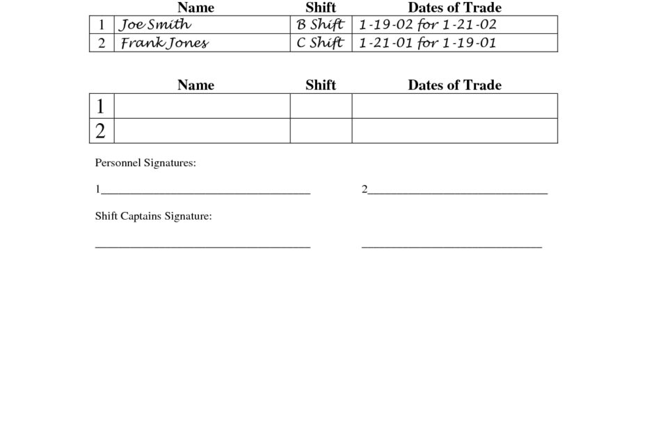 Shift Exchange Form Employee Coachingplm