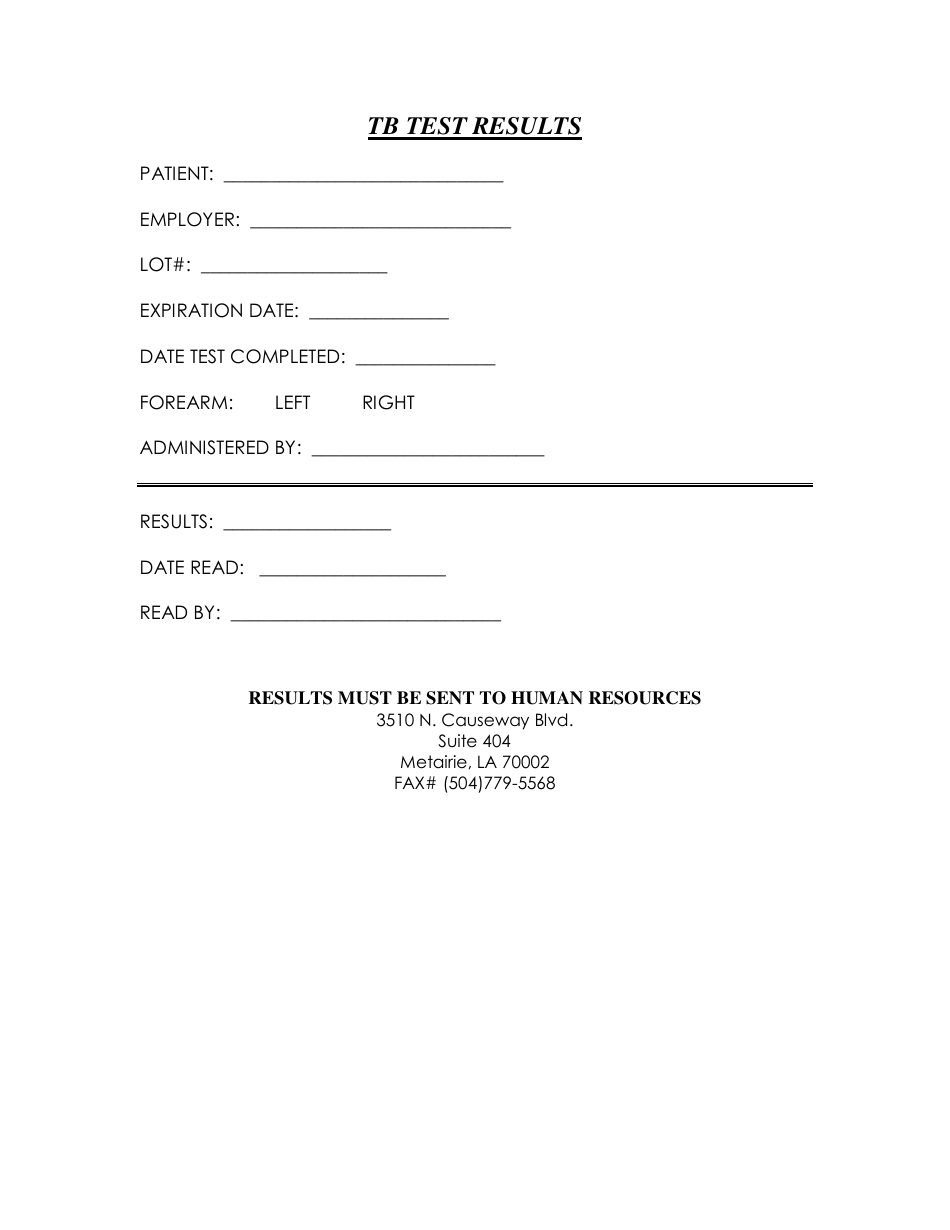 Tb Test Results Form Fill Out Sign Online And Download PDF 